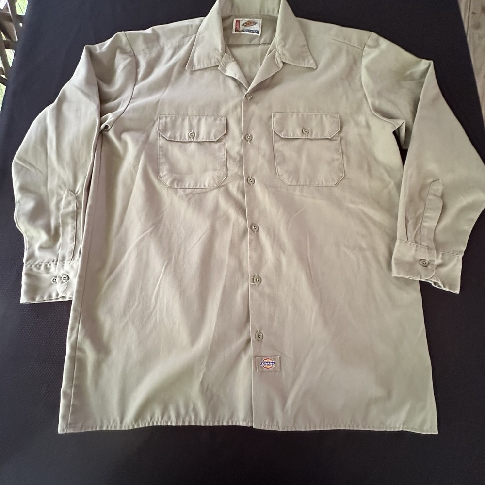 Men's‎ Dickies Work Shirt Long Sleeve Button Up Tan Large